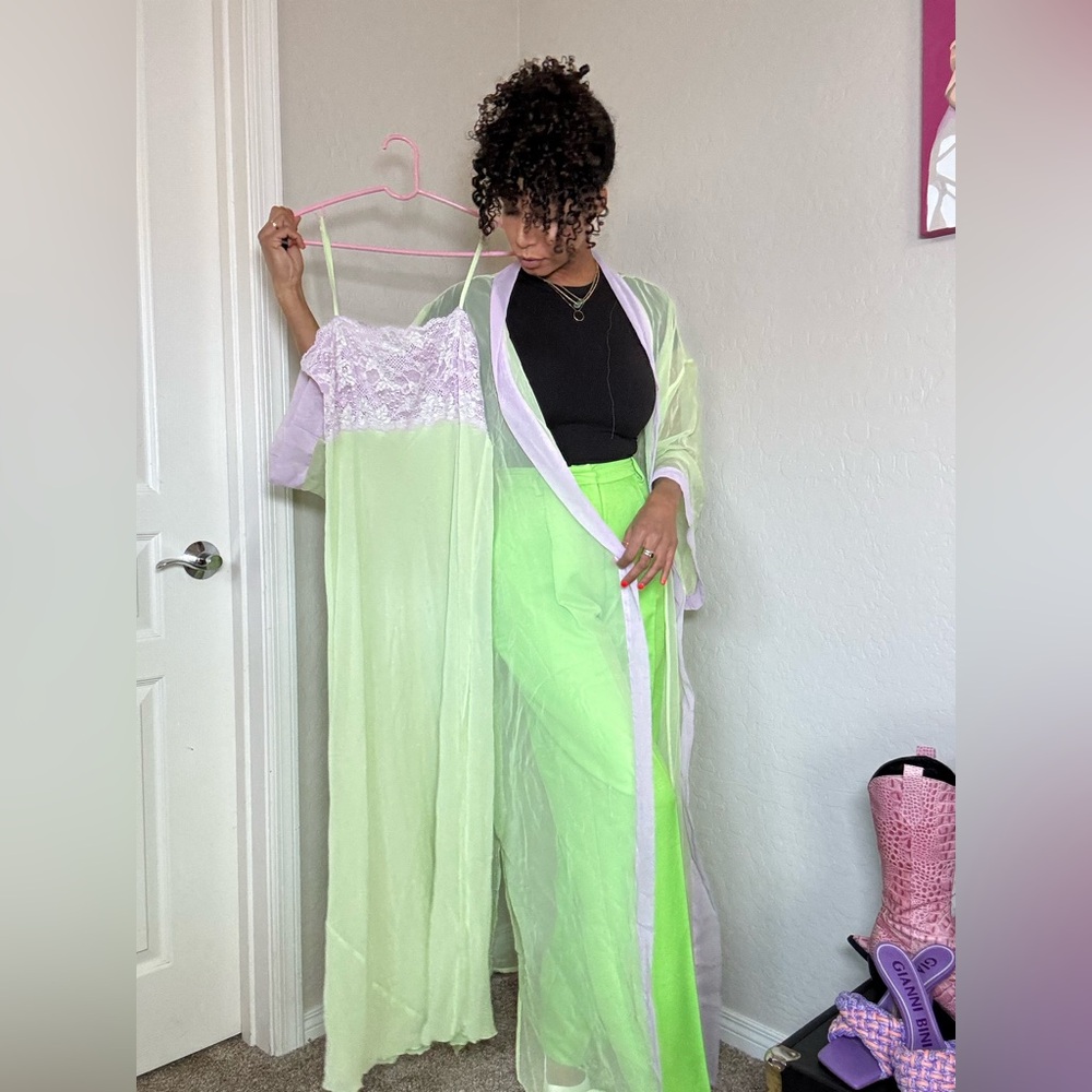 Victoria Secret Vintage Lavender & Mint Gown & Robe